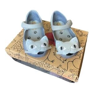 Mini Melissa Girls Shoes Size 6 Silver Glitter Ultragirl Cats Kitty Meow